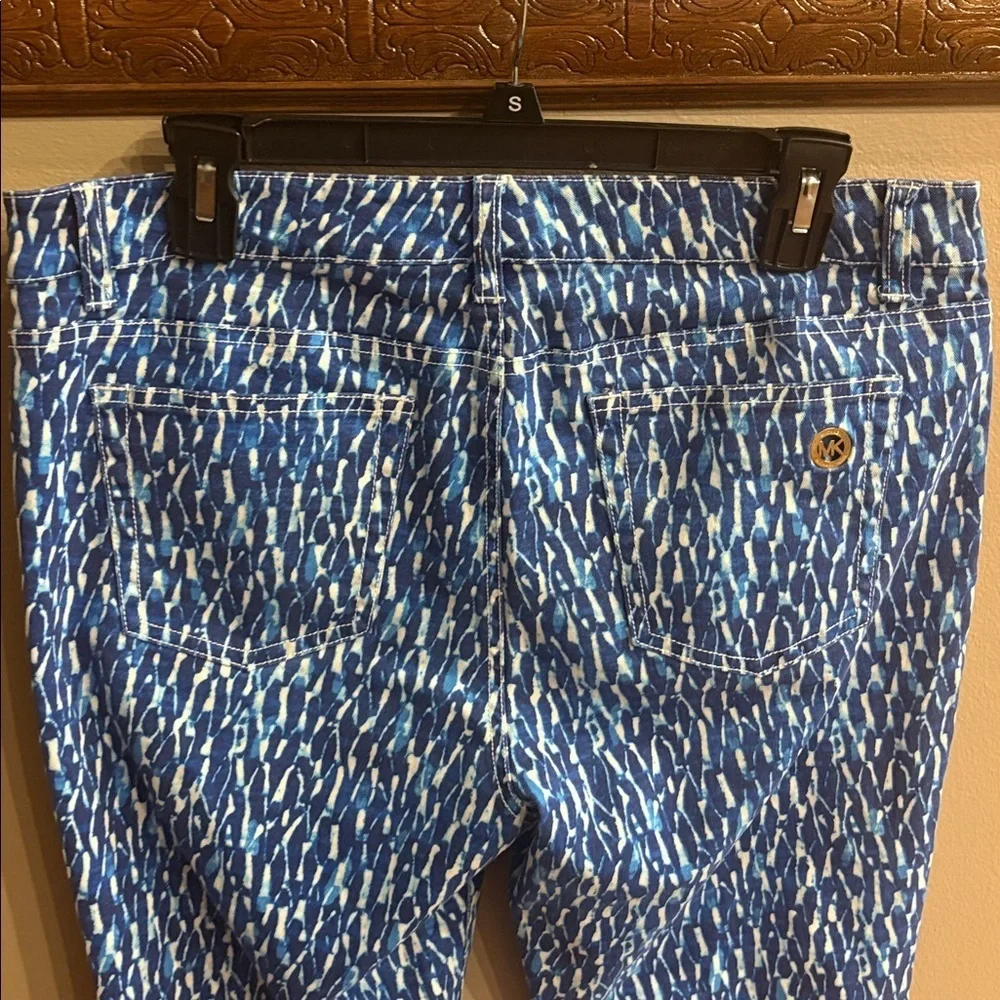 Michael Kors women’s Blue white Patterned skinny ankle Jeans cotton spandex 12